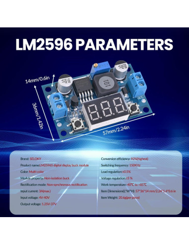 Módulo Convertidor Buck DC-DC Ajustable LM2596 2PCS