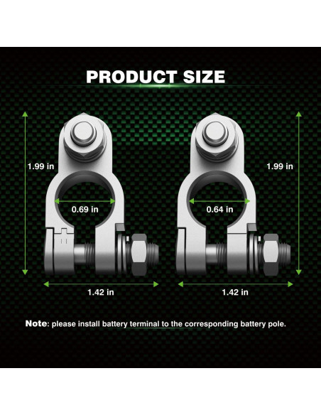 Conectores de Terminal de Batería Techie 2PCS Alta Resistencia
