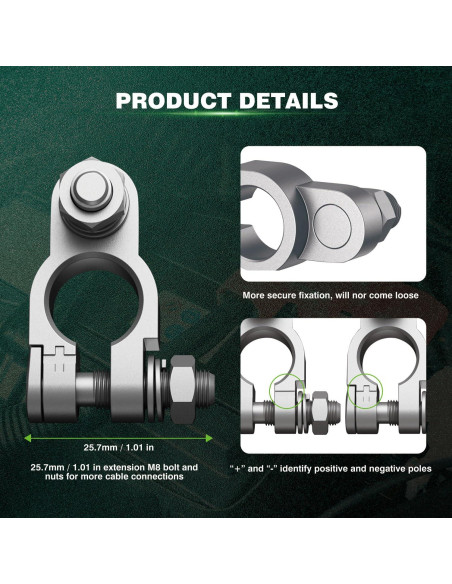 Conectores de Terminal de Batería Techie 2PCS Alta Resistencia