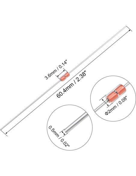 20 Termistores NTC MF58 10K Ohm uxcell Sellados en Vidrio