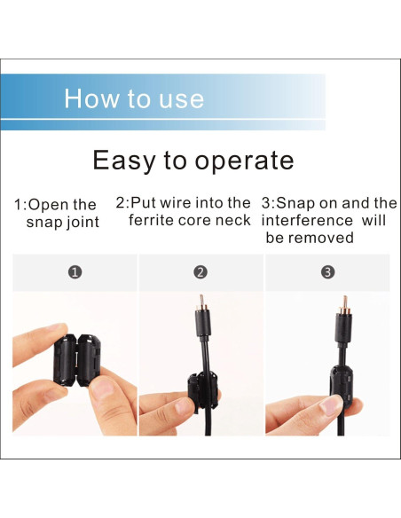 Paquete de 10 Perlas de Ferrita 9MM iSKUKA - Clip para Cable