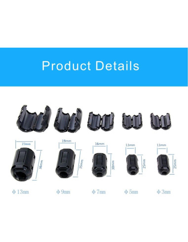 Paquete de 10 Perlas de Ferrita 9MM iSKUKA - Clip para Cable