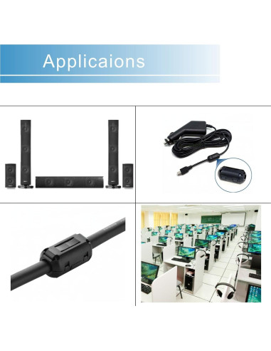 Paquete de 10 Perlas de Ferrita 9MM iSKUKA - Clip para Cable