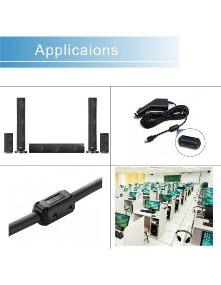 Paquete de 10 Perlas de Ferrita 9MM iSKUKA - Clip para Cable