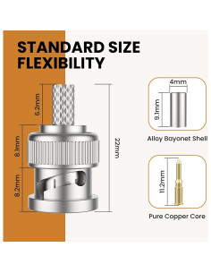 Conector BNC Macho Crimp 50 Ohm ZDRU para RG58 RG142 LMR195 - 10 Pcs 2
