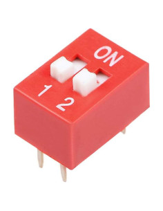 Interruptor DIP Rojo uxcell 50 Pcs 2 Posiciones 2.54mm