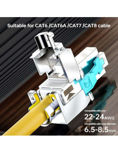 Conectores RJ45 Sin Herramienta CNCOB 10Gbps Cat6 Cat7 2Pcs