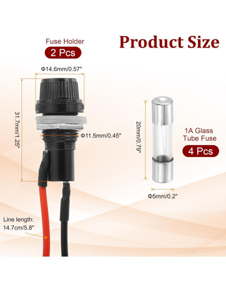 Soporte de Fusible Montaje en Panel MECCANIXITY 1A 5x20mm