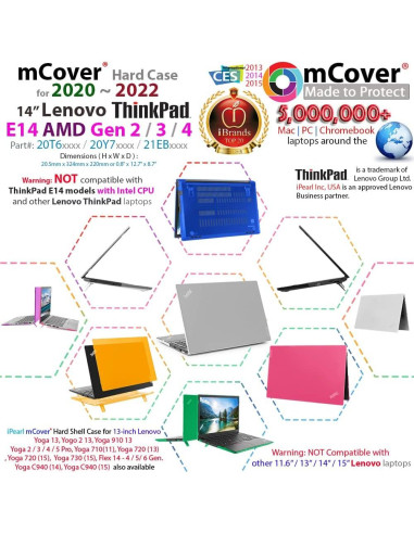 Funda mCover para Lenovo ThinkPad E14 Gen 2/3/4 14" Transparente