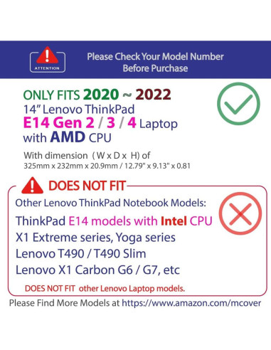Funda mCover para Lenovo ThinkPad E14 Gen 2/3/4 14" Transparente