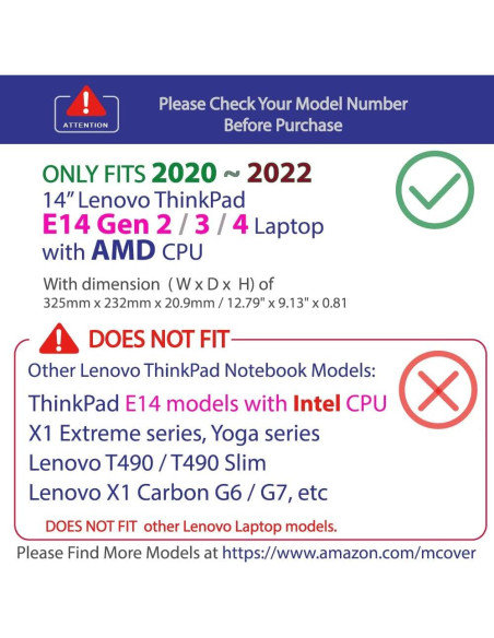 Funda mCover para Lenovo ThinkPad E14 Gen 2/3/4 14" Transparente