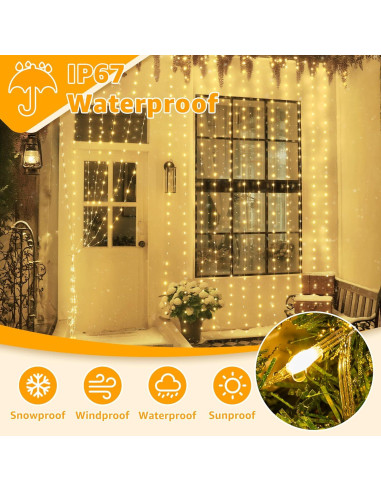Luces de Cortina Ollny 600LED 6m x 3m IP67 con Control Remoto