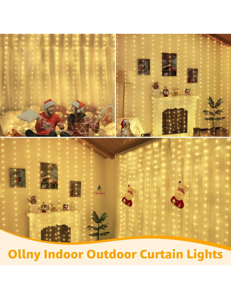 Luces de Cortina Ollny 600LED 6m x 3m IP67 con Control Remoto