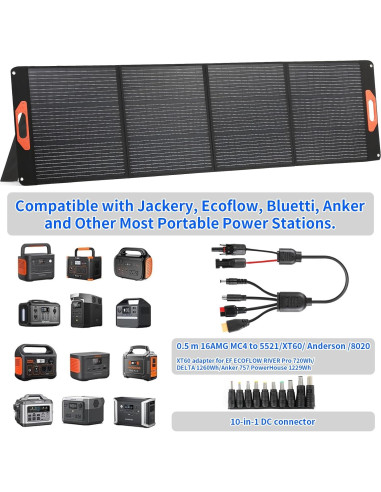 Panel Solar Portátil Mytions 200W Alta Eficiencia Camping
