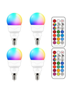Bombillas LED RGBW iLC E12 5W 2700K Control Remoto Paquete 4