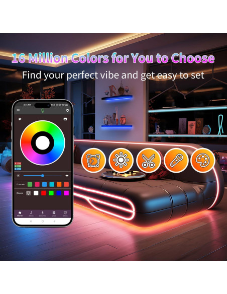 Luces LED RGB NBBUFF 200ft con Control Remoto y APP