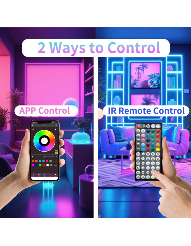 Luces LED RGB NBBUFF 200ft con Control Remoto y APP