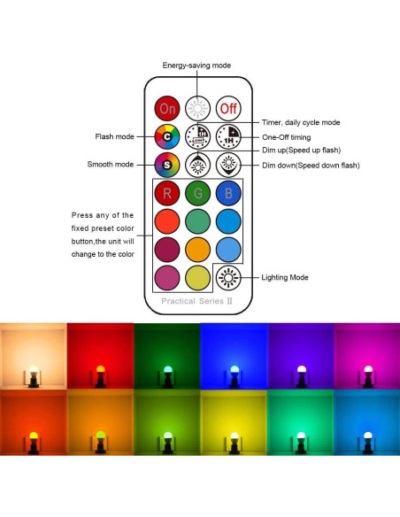 Bombillas LED RGBW iLC E12 5W 2700K Control Remoto Paquete 4