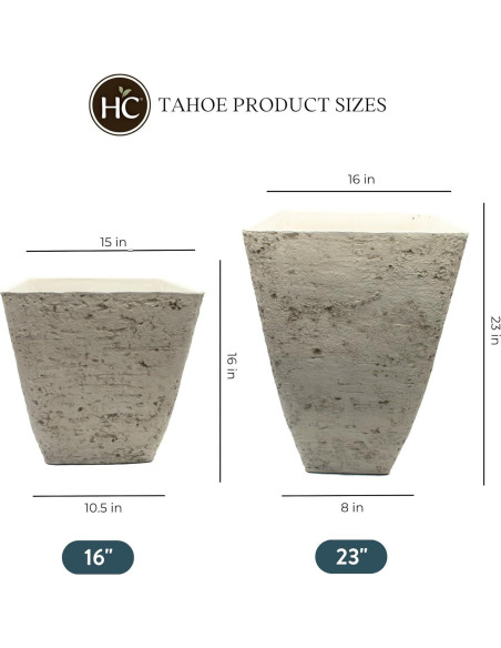 Macetero Cuadrado Alto HC Companies 58.4 cm Resistente Exterior