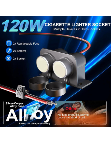 Toma de Mechero 12V Doble Salida con Cargador USB QC3.0