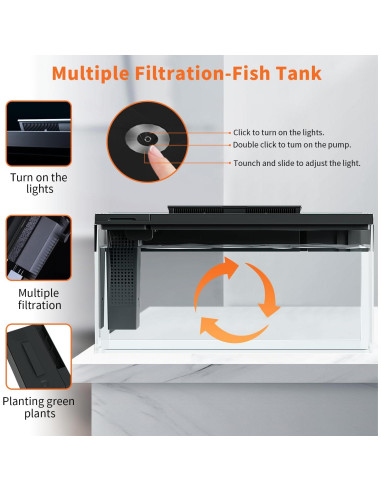 Acuario inteligente ERAARK 14L autolimpiante con luz LED