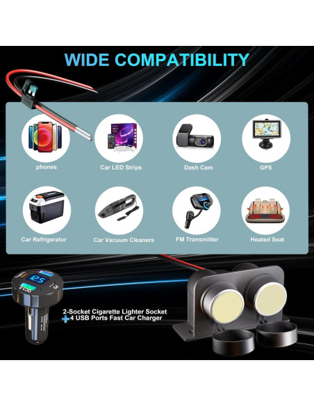 Toma de Mechero 12V Doble Salida con Cargador USB QC3.0