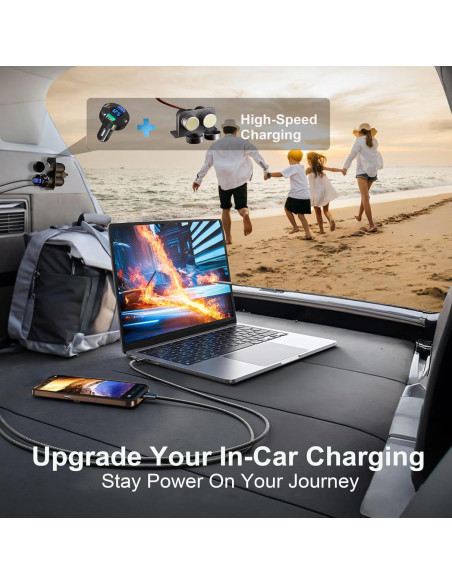 Toma de Mechero 12V Doble Salida con Cargador USB QC3.0