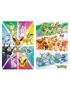 Conjunto de Pósters Pokémon 2 Piezas Evolución Eevee y Compañeros