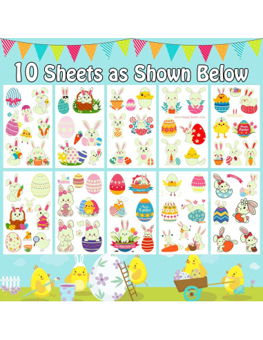 Tatuajes Temporales Luminiscentes Cerlaza para Pascua - 10 Hojas