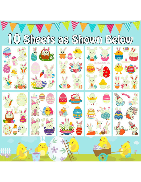 Tatuajes Temporales Luminiscentes Cerlaza para Pascua - 10 Hojas