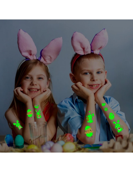 Tatuajes Temporales Luminiscentes Cerlaza para Pascua - 10 Hojas