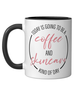 Taza de Cerámica 11 oz Negra/Blanca para Esteticistas