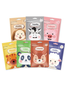Paquete de 7 Máscaras Faciales Kaely para Niños - Animales