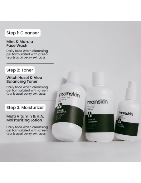 Kit de Cuidado Facial para Hombres Natural Outcome - 3 Pasos
