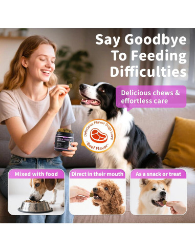 Masticables para Alergias en Perros POPPAW 90 Unidades Sabor Res