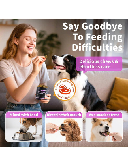Masticables para Alergias en Perros POPPAW 90 Unidades Sabor Res