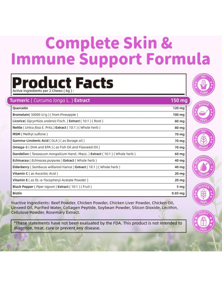 Masticables para Alergias en Perros POPPAW 90 Unidades Sabor Res