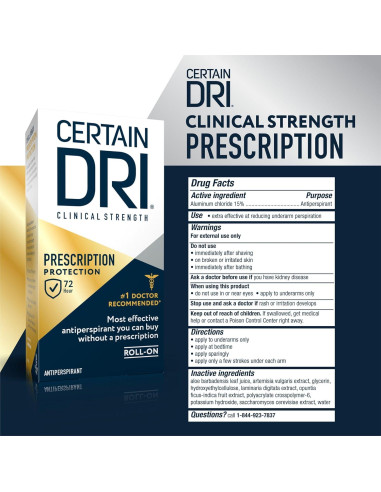 Antitranspirante Clínico Certain Dri 34.02 ml - 15% Cloruro de Aluminio