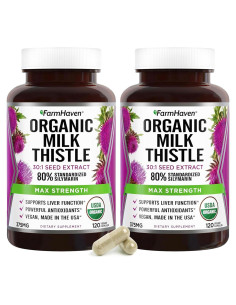 Cápsulas de Cardo Mariano FarmHaven 375mg 120 Unidades Veganas