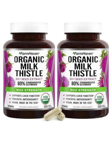 Cápsulas de Cardo Mariano FarmHaven 375mg 120 Unidades Veganas