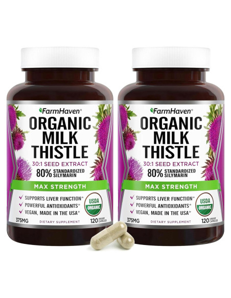 Cápsulas de Cardo Mariano FarmHaven 375mg 120 Unidades Veganas