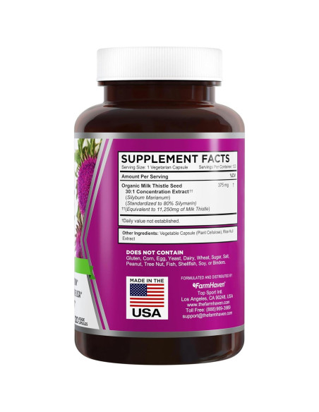 Cápsulas de Cardo Mariano FarmHaven 375mg 120 Unidades Veganas