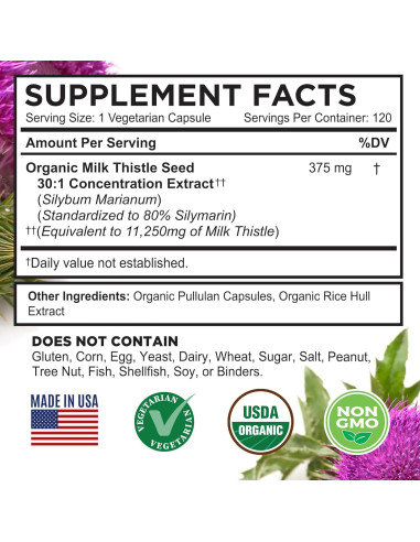 Cápsulas de Cardo Mariano FarmHaven 375mg 120 Unidades Veganas