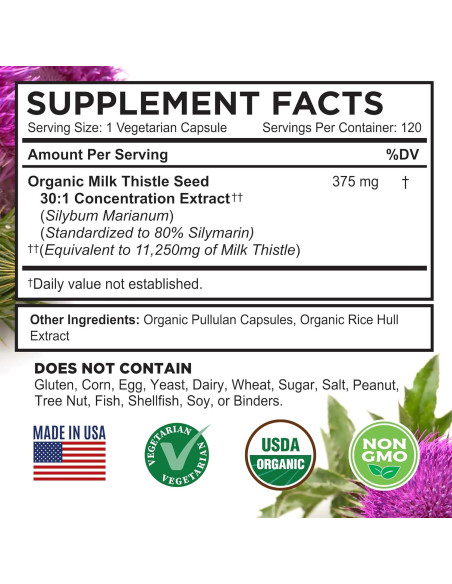 Cápsulas de Cardo Mariano FarmHaven 375mg 120 Unidades Veganas