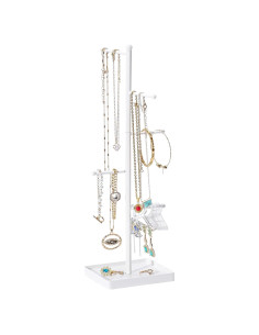 Organizador de Joyería Lolalet Blanco con 10 Percheros y Bandeja