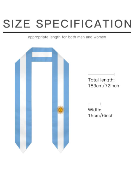 Estola de Graduación de la Bandera de Argentina DABOYOZHZH 182x15cm