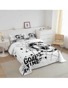 Conjunto de Edredón Individual Erosebridal Fútbol Geométrico 2