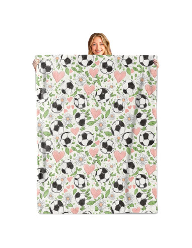 Manta de Franela MIEPOS 127x152cm Fútbol Rosa Moderna