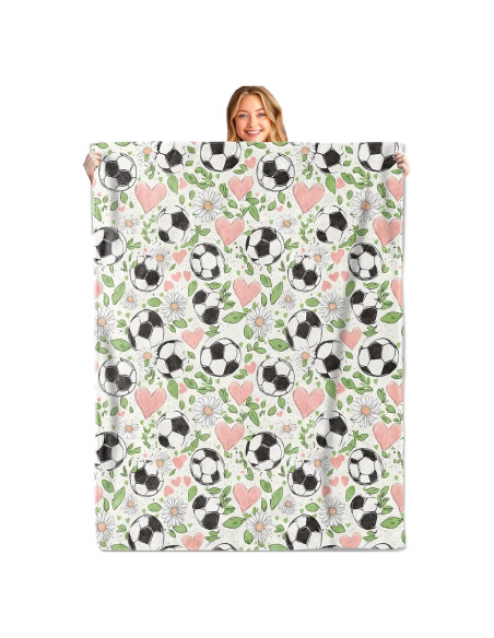 Manta de Franela MIEPOS 127x152cm Fútbol Rosa Moderna