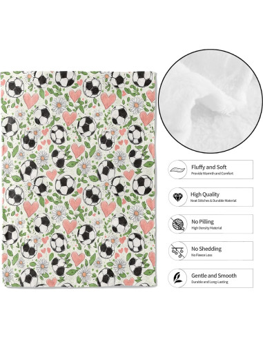 Manta de Franela MIEPOS 127x152cm Fútbol Rosa Moderna